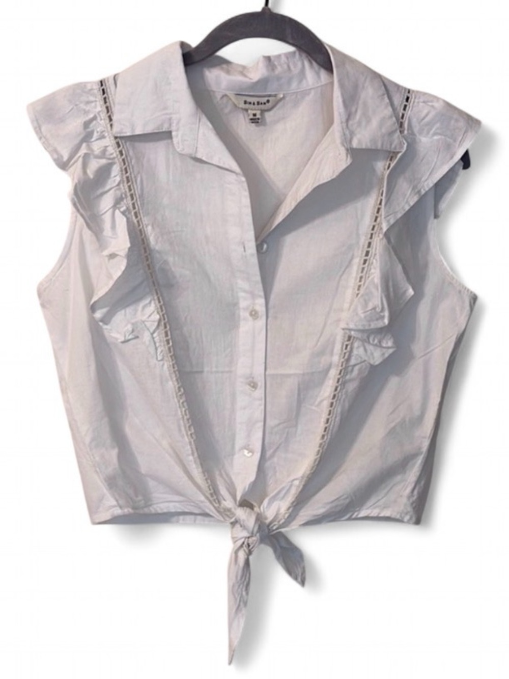 White Sleeveless Button-Up Top